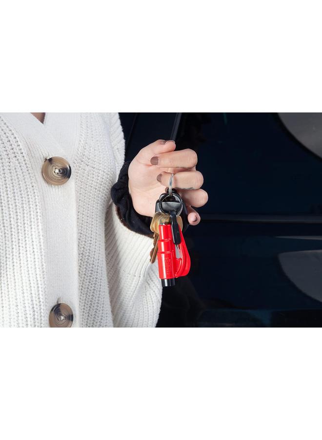 bluejw Pack of 2 The Original Emergency Keychain Car Escape Tool, 2-in-1 Seatbelt Cutter and Window Breaker, Made in USA, Yellow, Red - Compact Emergency Hammer - Image 3