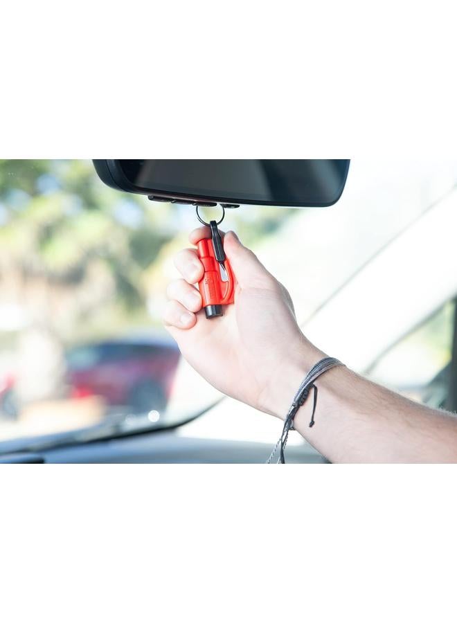 bluejw Pack of 2 The Original Emergency Keychain Car Escape Tool, 2-in-1 Seatbelt Cutter and Window Breaker, Made in USA, Yellow, Red - Compact Emergency Hammer - Image 4