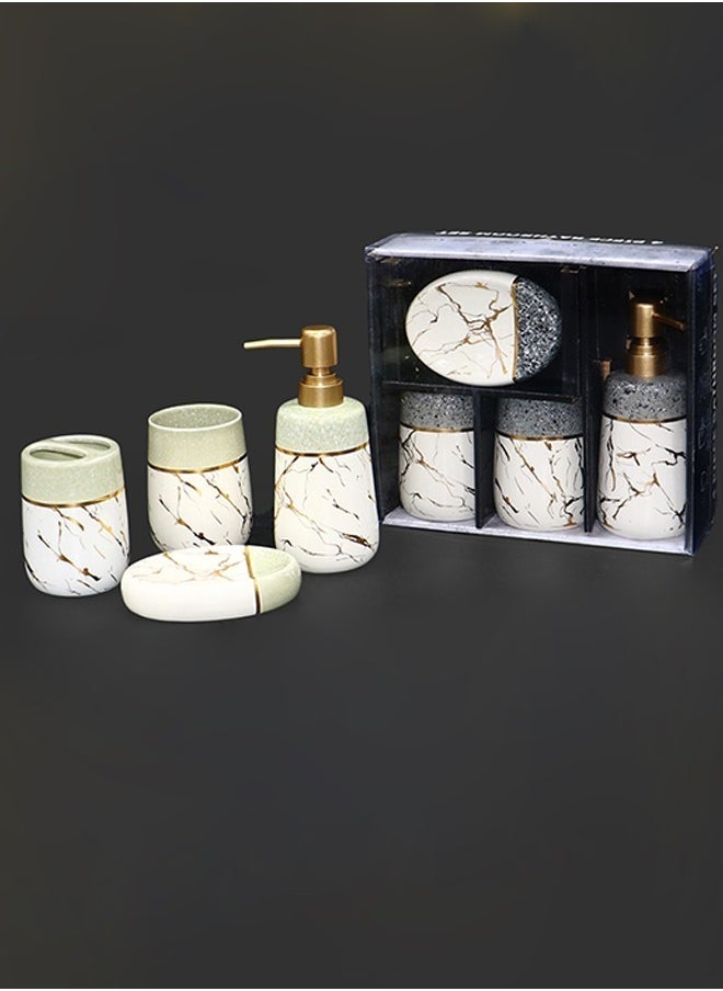 ماركة غير محددة - طقم إكسسوارات حمام سيراميك بتصميم عصري  ،رمادي/رخامي - Image 1