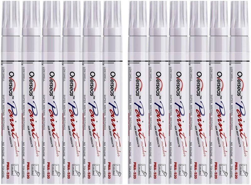 Overseas Lesun Overseas White Paint Pens, 12 Pack Waterproof Oil-Based Paint Pen Set, Quick Dry and Permanent, Markers for Rock, Stone, Ceramic, Wood, Fabric, Plastic, Canvas, Glass, Mugs, Tires - Image 1