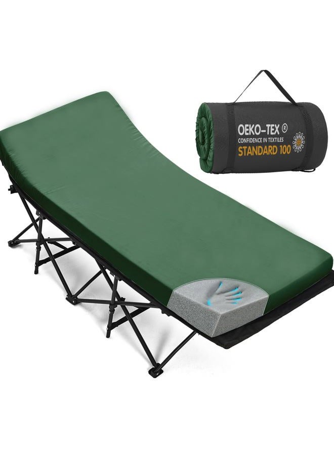 CYMULA Camping Cot Mattress 34in Wide Memory Foam Sleeping Pad,Soft Warm Non-Slip Camping Mattress Topper with Retaining for Adults,Portable Roll up Pad for Travel（79 * 34 * 2,Dark Green） - Image 1