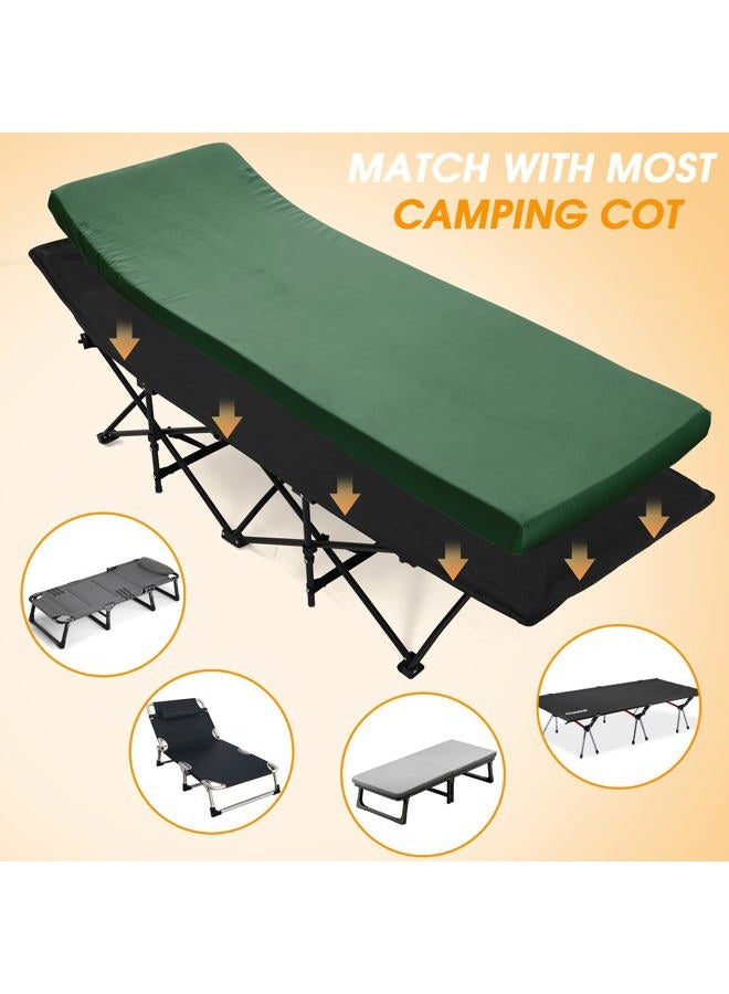 CYMULA Camping Cot Mattress 34in Wide Memory Foam Sleeping Pad,Soft Warm Non-Slip Camping Mattress Topper with Retaining for Adults,Portable Roll up Pad for Travel（79 * 34 * 2,Dark Green） - Image 3