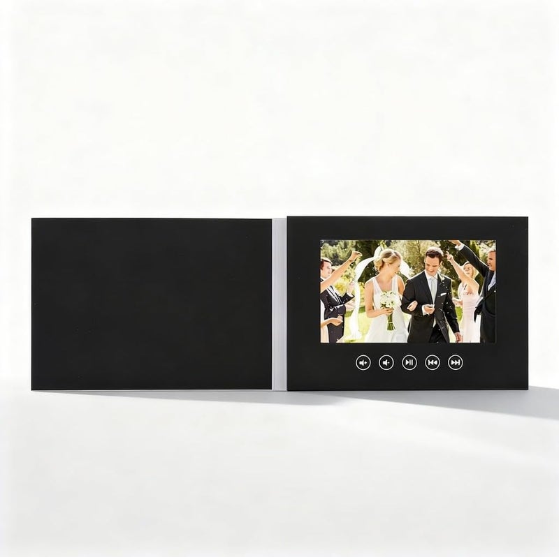 Electronic Greeting Card with LCD Color Screen, Customizable, 128MB Memory - HD Video Playback, Blank Cover for Wedding Songs Picture Cards, for Business Promotions and (5inch) - Image 1