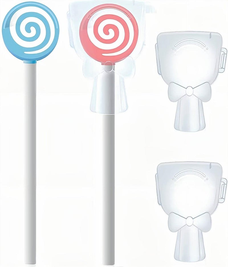 Y-Kelin Kids Tongue Scraper for Ages 2-8, 100% BPA-Free Silicone Cleaner â€“ Cute Lollipop with Easy-to-Grasp Handles and Smiley Covers, Helps Freshen Bad Breath, Pack of 2 - Image 1