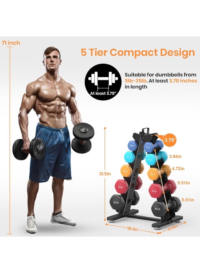 M.A&F's Dumbbell Rack Stand Only, Weight Rack for Dumbell Set, Home Gym Storage Stand for Weights, Metal A-Frame Strength Training Dumbbell Holder, with Handle, Dumbells not Included - Image 4