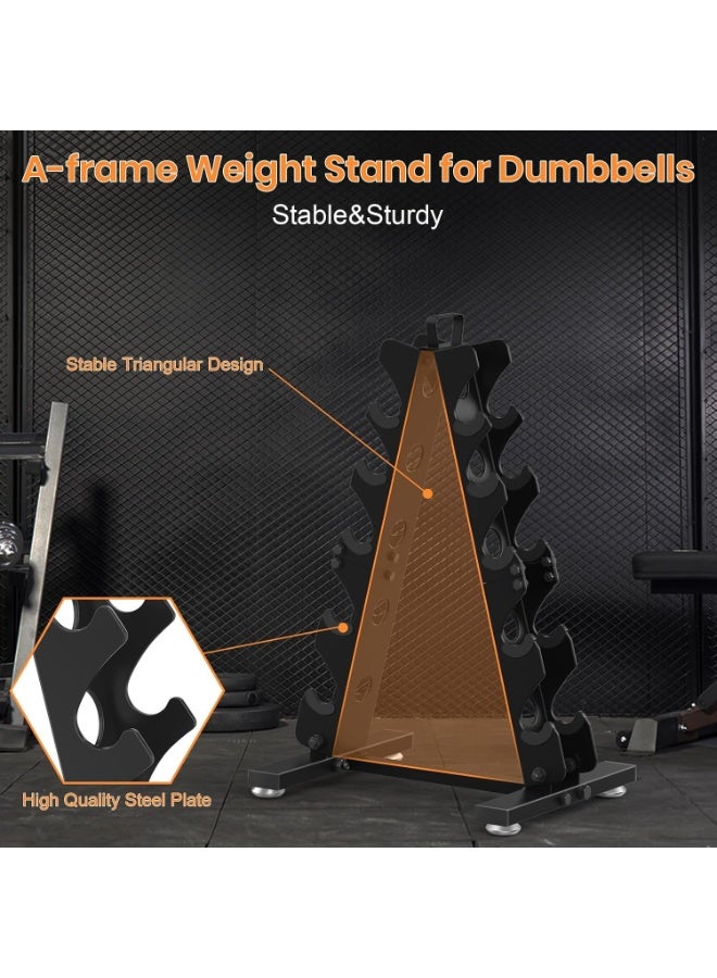 M.A&F's Dumbbell Rack Stand Only, Weight Rack for Dumbell Set, Home Gym Storage Stand for Weights, Metal A-Frame Strength Training Dumbbell Holder, with Handle, Dumbells not Included - Image 5