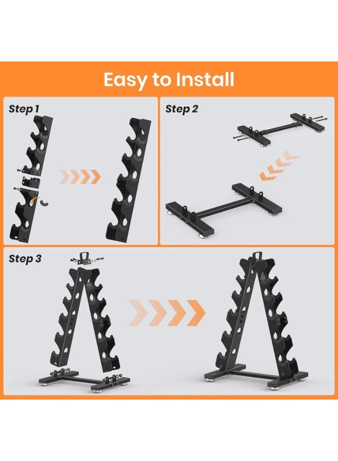M.A&F's Dumbbell Rack Stand Only, Weight Rack for Dumbell Set, Home Gym Storage Stand for Weights, Metal A-Frame Strength Training Dumbbell Holder, with Handle, Dumbells not Included - Image 2