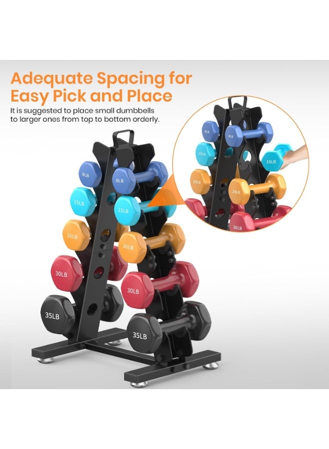 M.A&F's Dumbbell Rack Stand Only, Weight Rack for Dumbell Set, Home Gym Storage Stand for Weights, Metal A-Frame Strength Training Dumbbell Holder, with Handle, Dumbells not Included - Image 3