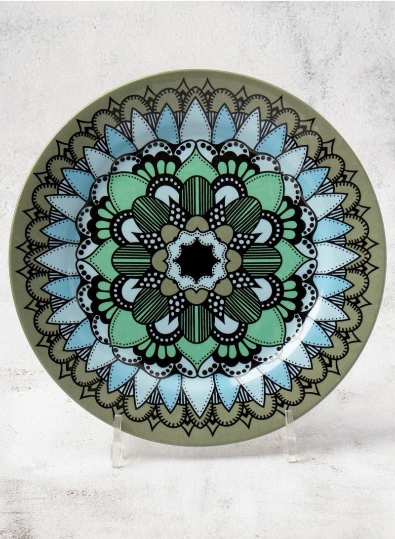 Hic flat porcelain dinner plates 4 Piece with Green/Black 27x27 cm - Image 3