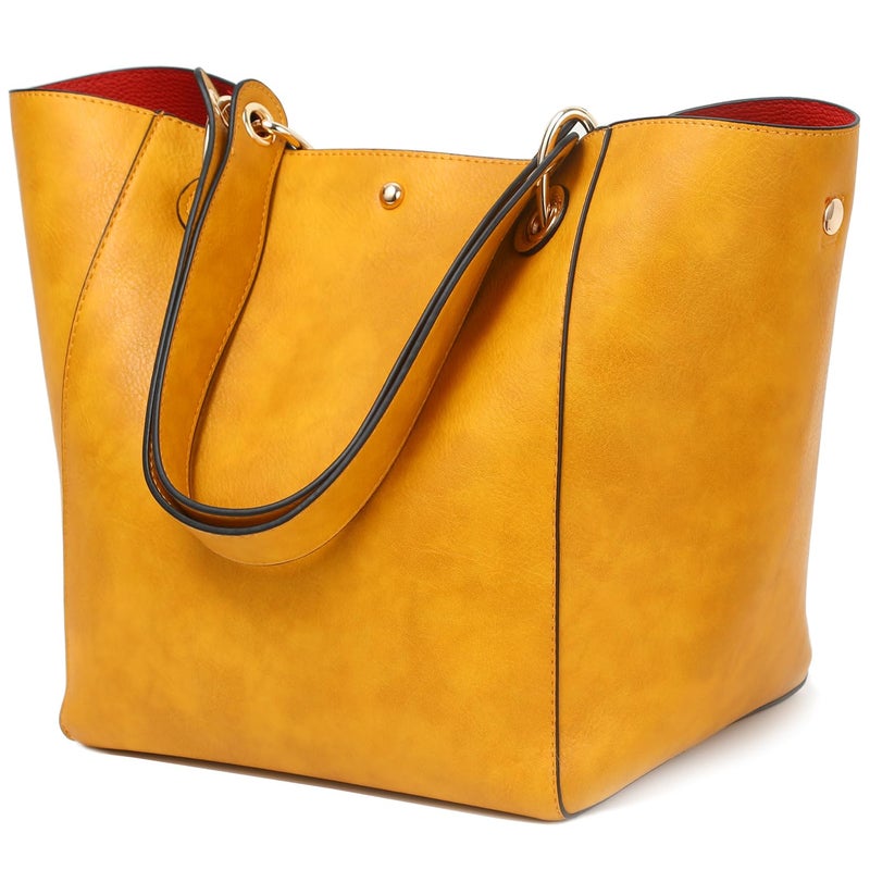 sqlp Large Work Tote Bag for Women Designer Purses and Handbags Big Bucket bags Ladies Travel Crossbody Purse Yellow - Image 1