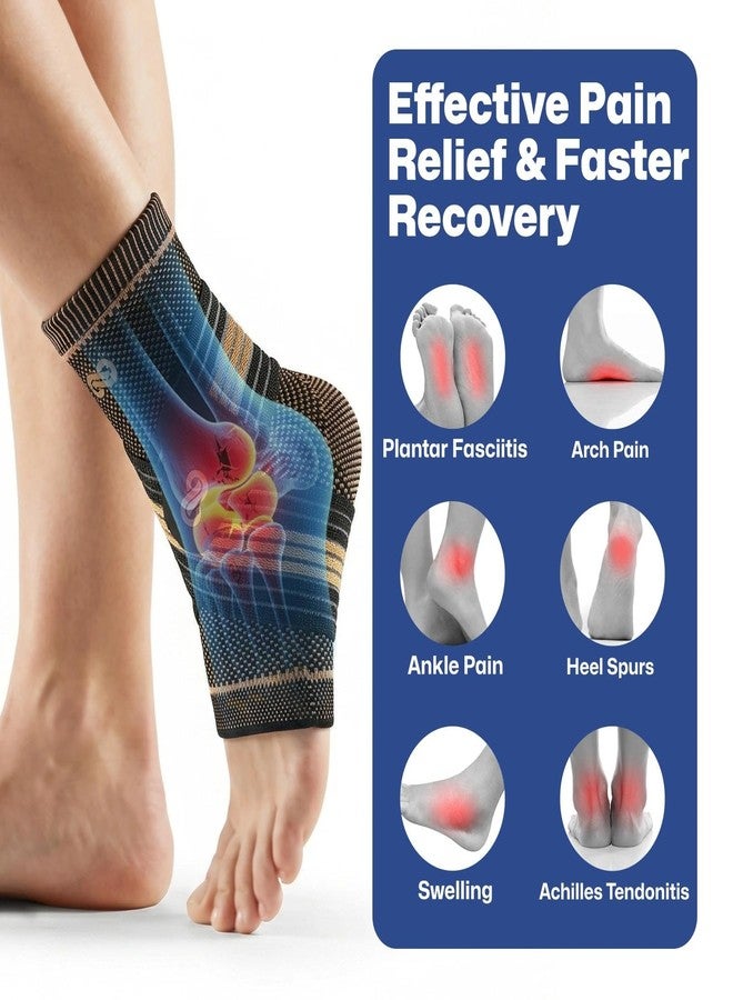 PAPLUS Ankle Brace for Women & Men, Copper Infused Compression Sleeve for Plantar Fasciitis Relief, Achilles Tendonitis Brace with Ankle Support for Sprained, Foot Pain, Sports Recovery - Image 3