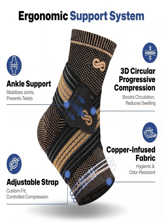 PAPLUS Ankle Brace for Women & Men, Copper Infused Compression Sleeve for Plantar Fasciitis Relief, Achilles Tendonitis Brace with Ankle Support for Sprained, Foot Pain, Sports Recovery - Image 4