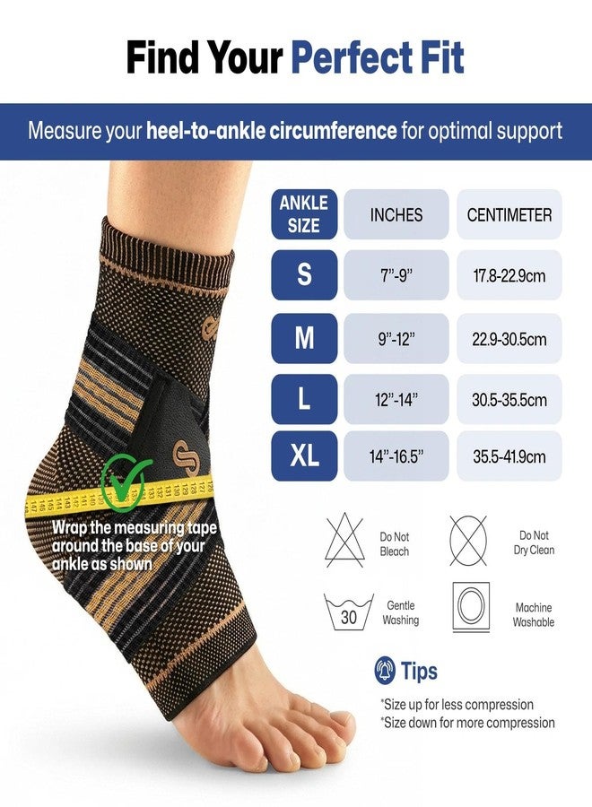 PAPLUS Ankle Brace for Women & Men, Copper Infused Compression Sleeve for Plantar Fasciitis Relief, Achilles Tendonitis Brace with Ankle Support for Sprained, Foot Pain, Sports Recovery - Image 2