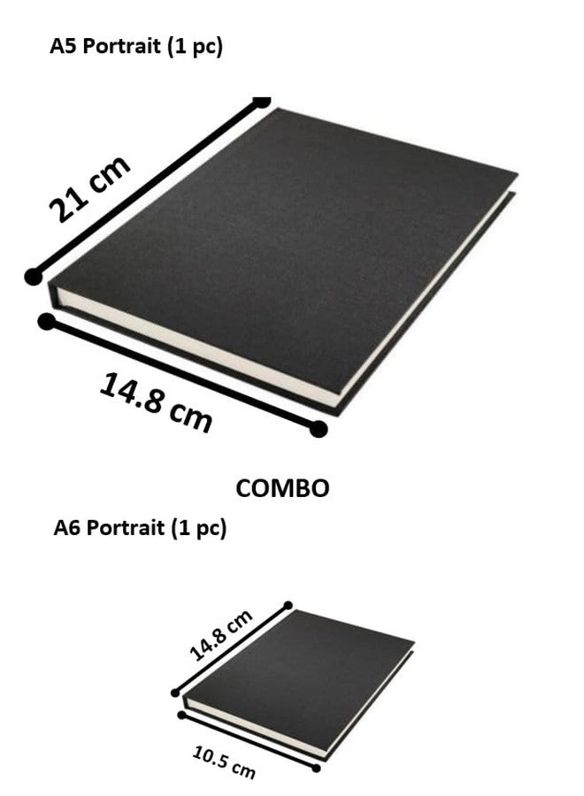 inr | دفتر رسم مزدوج مُخيط (مقاس A5، 21 سم × 14.8 سم، رسم بورتريه، 100 صفحة) و(مقاس A6، 14.8 سم × 10.5 سم، رسم بورتريه، 100 صفحة) 140 غرام/متر مربع (خالٍ من الأحماض) أعمال فنية (عبوة من قطعتين) | GRD849 - Image 3