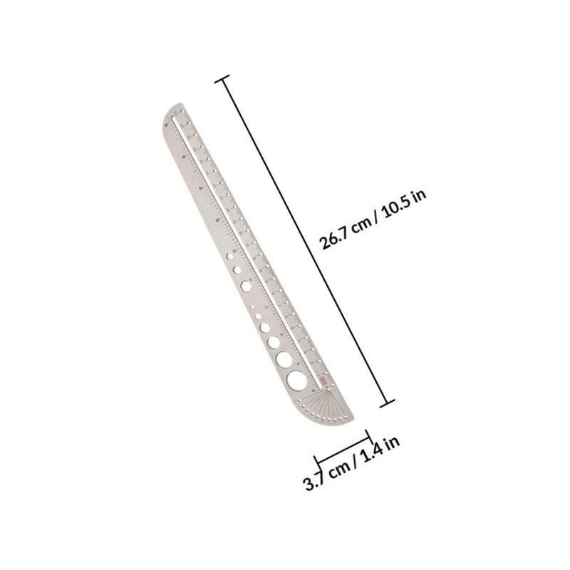 Silver Stainless Steel Multifunctional Angle Protractor Ruler 2pcs - Image 3