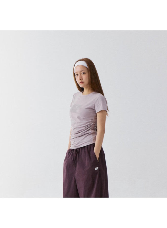 Crying Center Kuhanzhongxin  New Color Scheme Cool Feeling Series Tencel Modal Gradient Logo Pleated Waist-cinching Top, Light Purple, Xs - Image 1