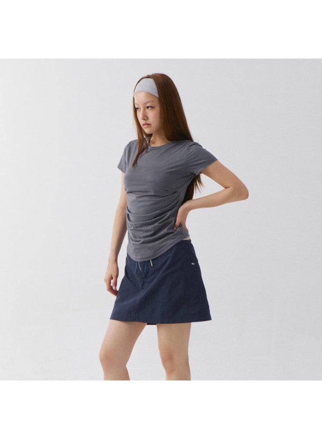 Crying Center Kuhanzhongxin  New Color Scheme Cool Feeling Series Tencel Modal Gradient Logo Pleated Waist-cinching Top, Light Purple, Xs - Image 5