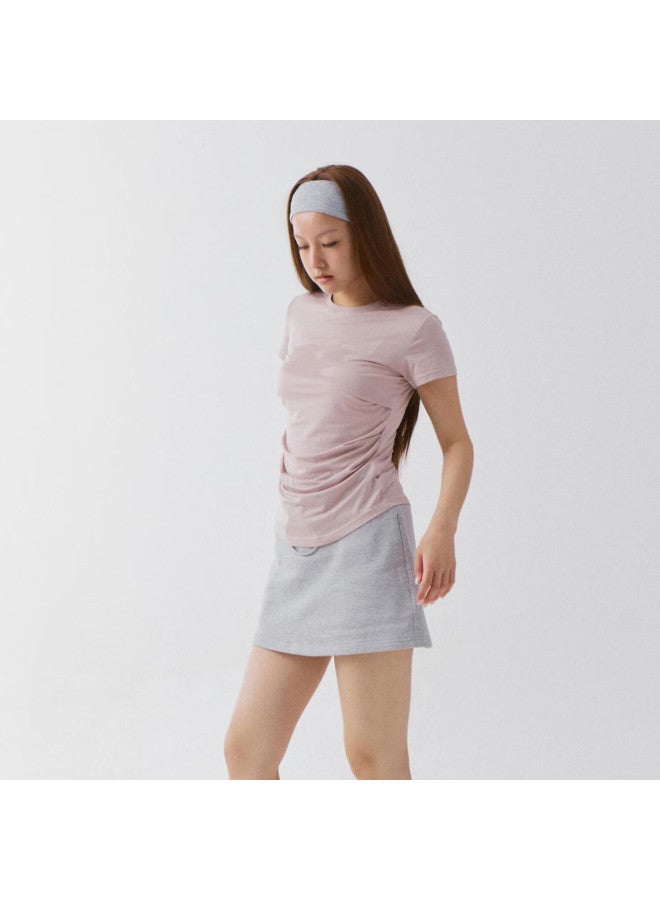 Crying Center Kuhanzhongxin  New Color Scheme Cool Feeling Series Tencel Modal Gradient Logo Pleated Waist-cinching Top, Light Purple, Xs - Image 4