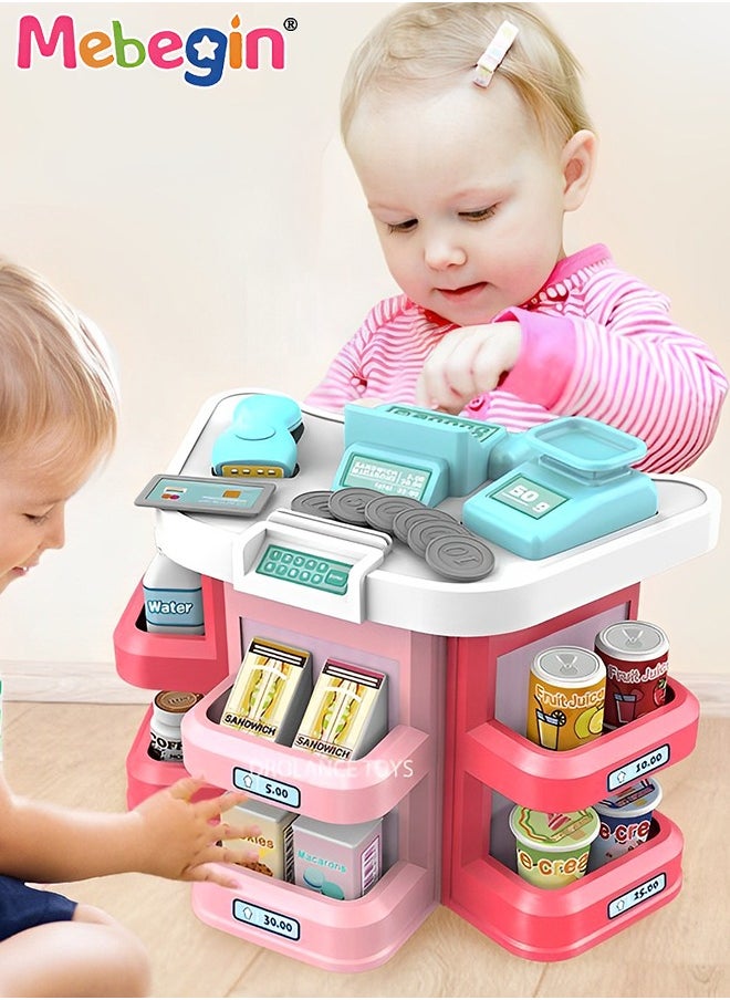 MEBEGIN Mini Supermarket Set, Kids Cashier Register Set with Scanner, Coins and Other Rich Accessaries, Kids Grocery Store, Creative Play House Toys, Educational Gift for Kids, Made of Non-toxic Plastic, Ideal Gift for Kids Aged 3+  - Image 1