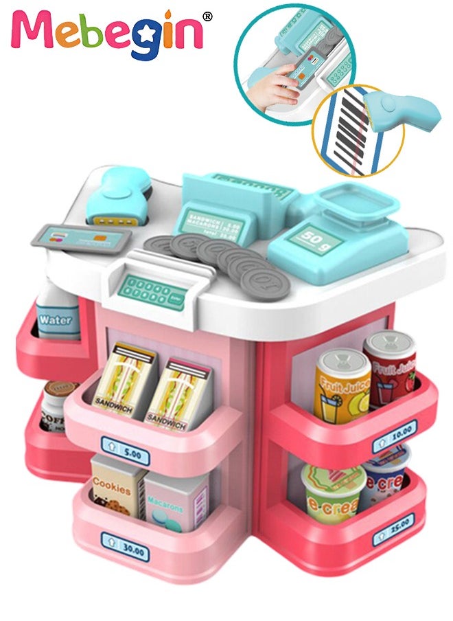 MEBEGIN Mini Supermarket Set, Kids Cashier Register Set with Scanner, Coins and Other Rich Accessaries, Kids Grocery Store, Creative Play House Toys, Educational Gift for Kids, Made of Non-toxic Plastic, Ideal Gift for Kids Aged 3+  - Image 2