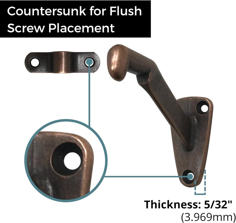 HOWTOOL Handrail Bracket Heavy Duty Wall Mounted Antique Bronze V Style, 3 Pack | - Image 3