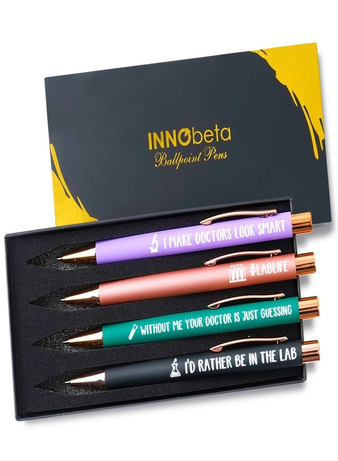 إنو بيتا مجموعة أقلام حبر جاف مكونة من 4 قطع مع اقتباسات، هدايا أسبوع مختبر InnoBeta، أقلام مرحة - Image 1