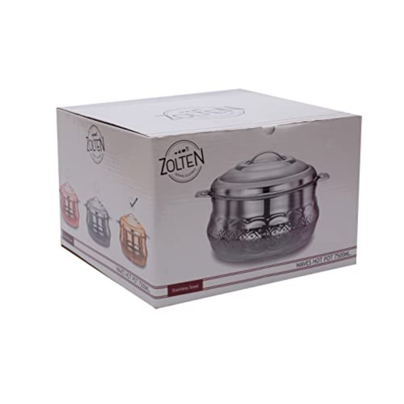 ZOLTEN STAINLESS STEEL WAVES HOTPOT WITH NAKSHI BOTTOM 7.5 LITERS GOLD COLOUR - Image 3