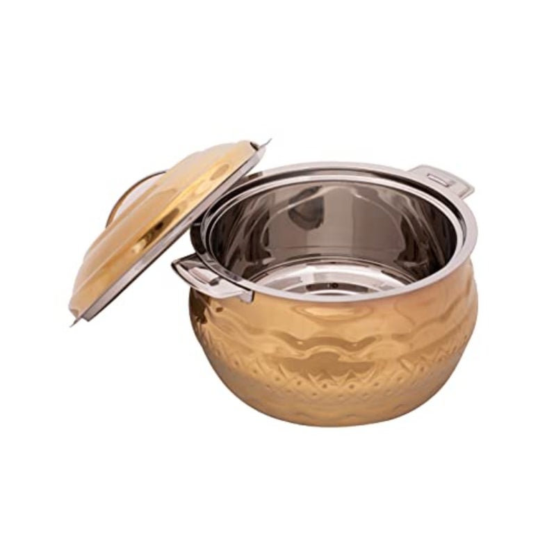 ZOLTEN STAINLESS STEEL WAVES HOTPOT WITH NAKSHI BOTTOM 7.5 LITERS GOLD COLOUR - Image 5