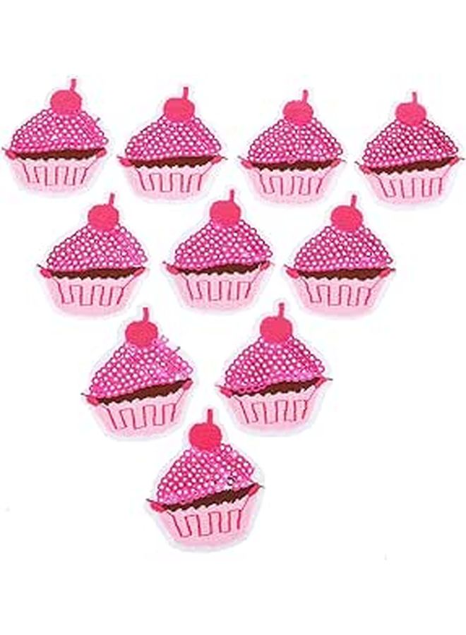 10 Pink Sequin Iron On Cake Patches DIY Sewing Supplies For Clothing Cupcake Decals - Image 1