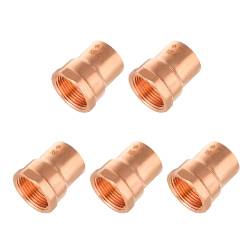 EFIELD Pack of 5 EFIELD 1Inch Copper Female Adapter C x FNPT LF Copper Plumbing Fittings with Sweat Solder X FNPT ConnectionCOPPER064 - Image 1