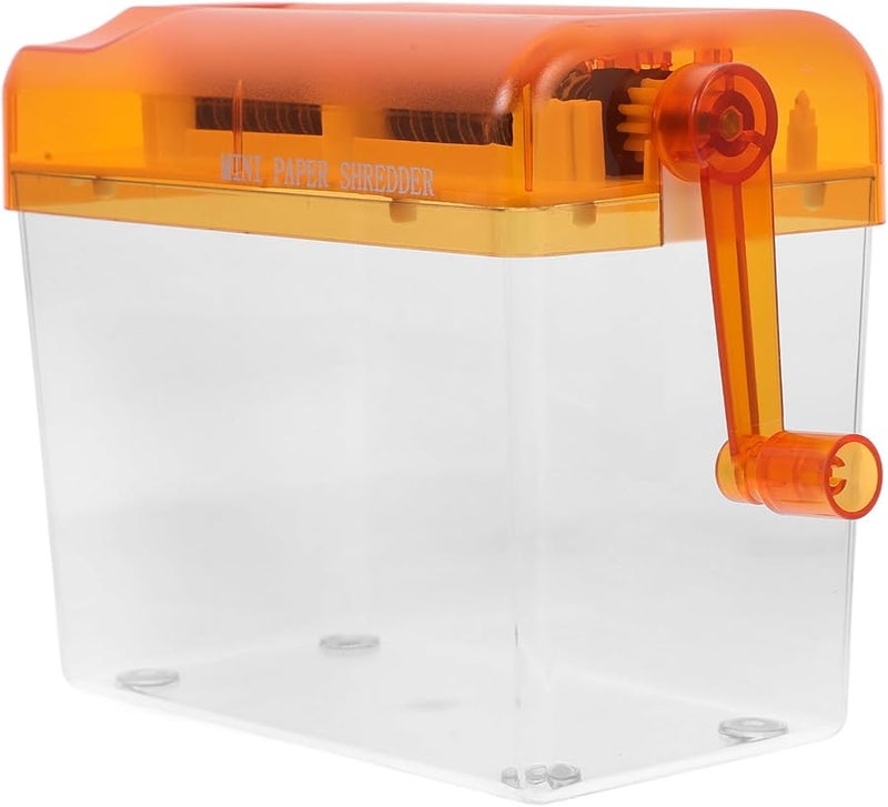 Orange Mini Manual Handheld Paper Shredder Portable Desktop Document Cutter for Home Office Use - Image 1