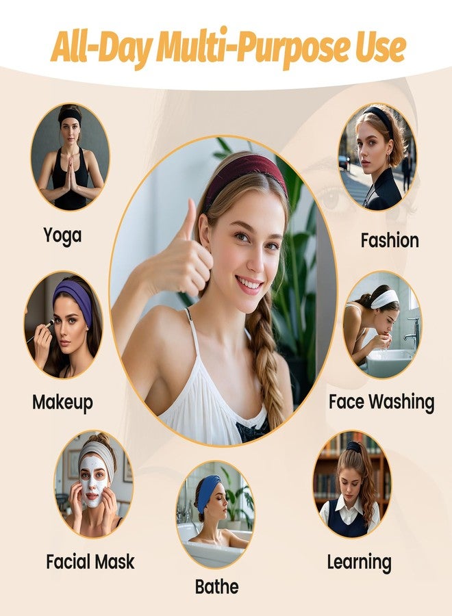 HSEM Headbands for Women - 6 Pack Wide Elastic Hairbands | Ultra-Soft Moisture Wicking Sports Headband | Non-Slip Accessories Bands for Fashion (Dark Purple Dark Gray White Red Navy Black) - Image 4