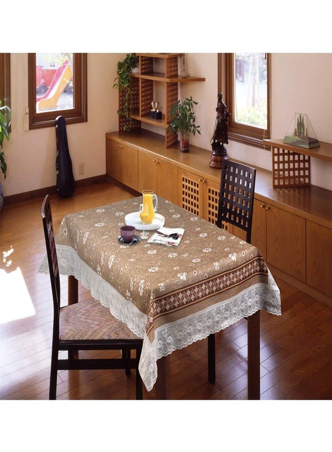 Freelance PVC Vinyl Tuscany Flannel Backing Dining Plastic Table Cover Cloth - Waterproof Protector, 4-6 Seater, Rectangle 54x78 inches (with White Border Edge Lace) - Product of Meiwa, Japan - Image 1