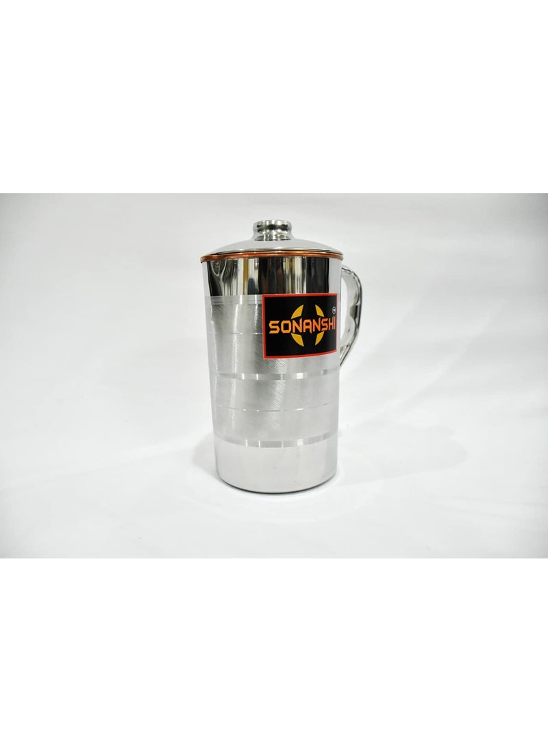 Sonanshi Sonanshi 15 Litre Copper Steel Water Jug Pitcher with Stainless Steel Outer and Inside Pure Copper Luxury Steel Copper Water JugPitcher 15 Litre for Office use and Home  - Image 3