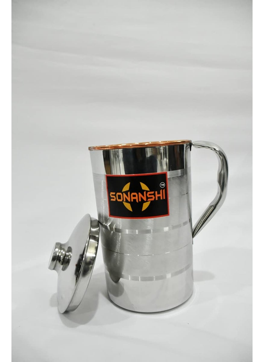 Sonanshi Sonanshi 15 Litre Copper Steel Water Jug Pitcher with Stainless Steel Outer and Inside Pure Copper Luxury Steel Copper Water JugPitcher 15 Litre for Office use and Home  - Image 2