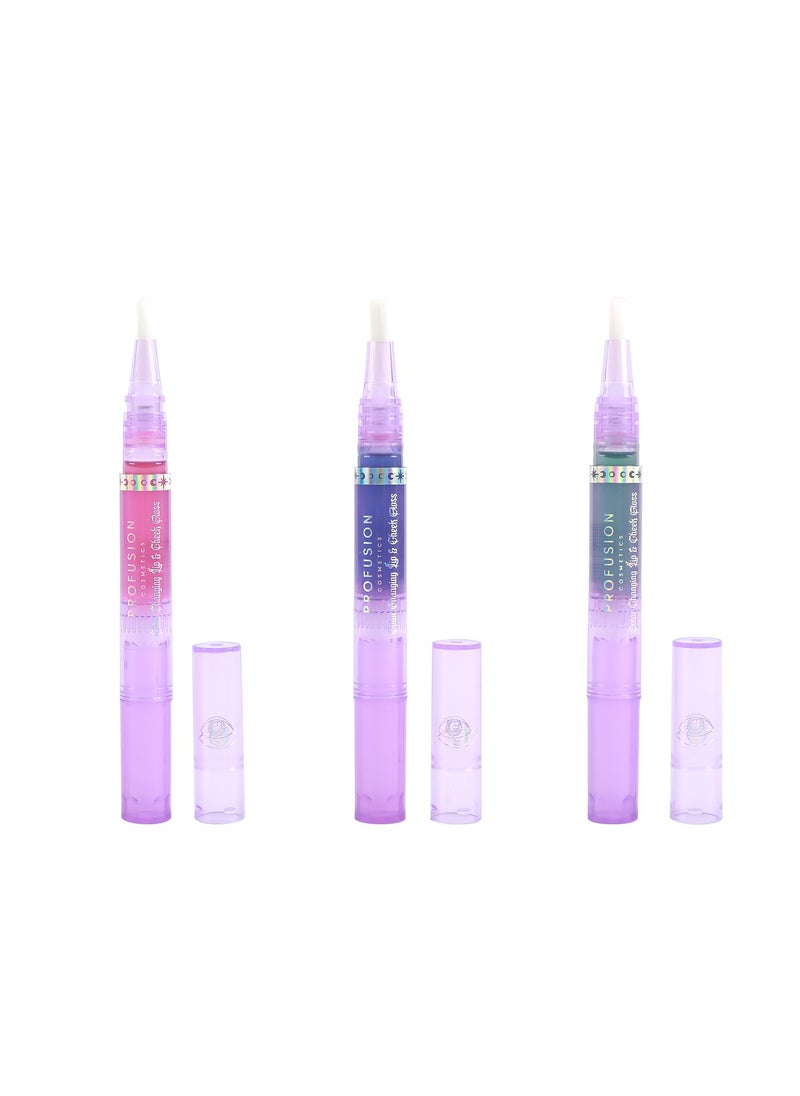 Profusion Cosmetics - Profusion Cosmetics Mood Gloss Color Changing Lip and Cheek Gloss 3 Enchanting Glosses for Pop of Color and Soft Hydrated Lips and Cheeks - Image 1