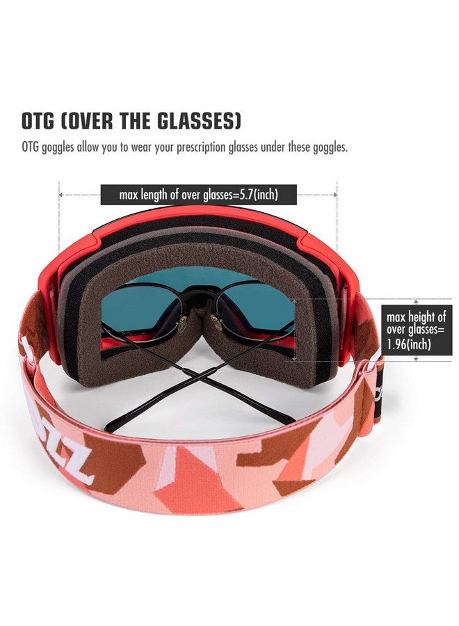 Copozz Polarized Ski Goggles Set, M1 Magnetic Snowboard Otg Uv400 Skiing Goggles … (Red Lens Red Frame Vlt16.1%) - Image 4