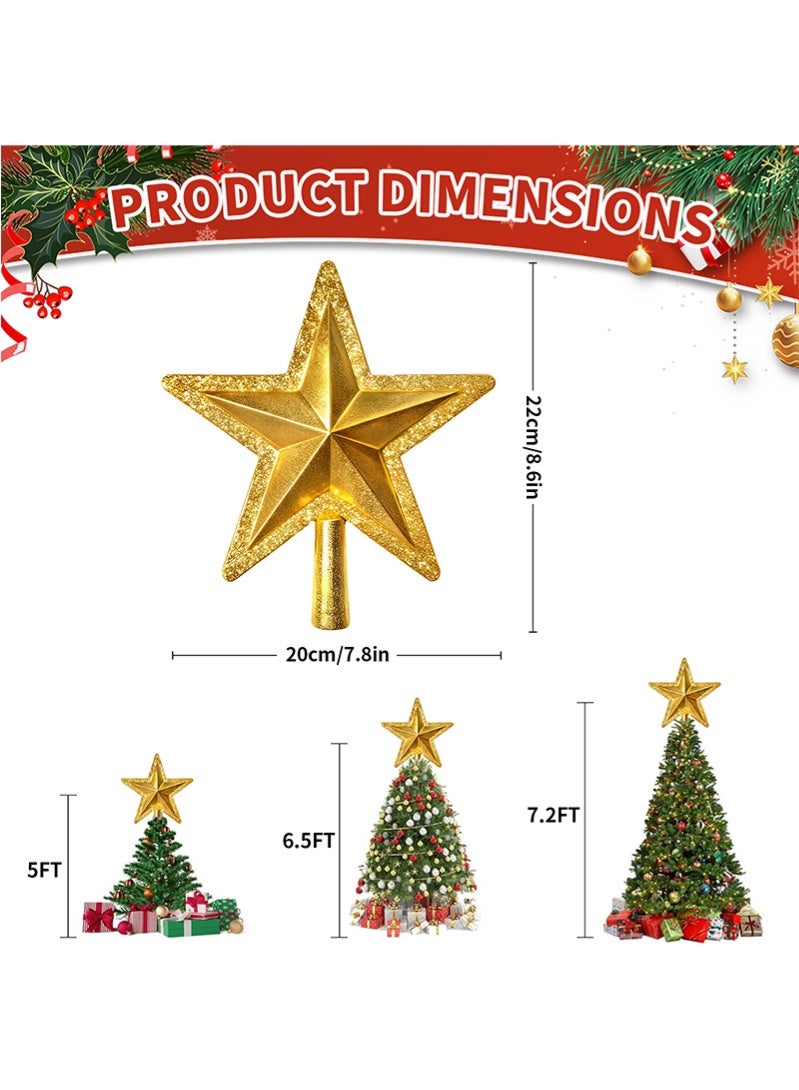 توبيتش زينة شجرة عيد الميلاد نجمة ذهبية لامعة، زينة شجرة عيد الميلاد نجمة لزينة عيد الميلاد زينة حفلات الأعياد ديكور داخلي (20x22 سم) - Image 2