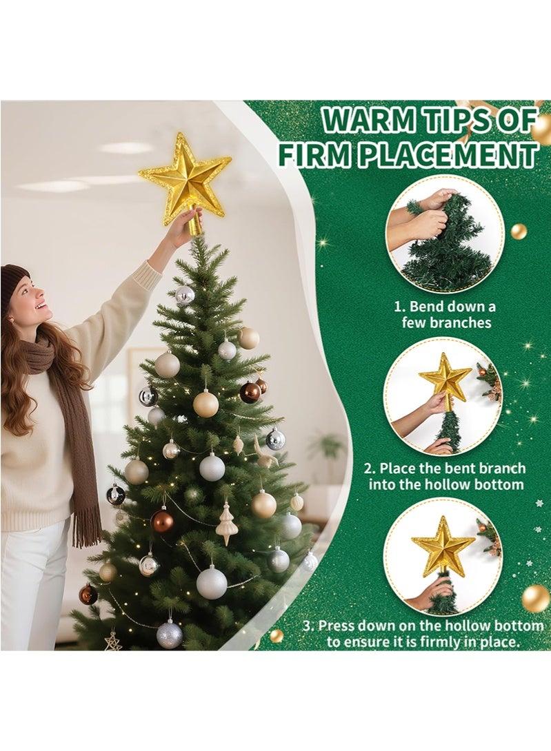 توبيتش زينة شجرة عيد الميلاد نجمة ذهبية لامعة، زينة شجرة عيد الميلاد نجمة لزينة عيد الميلاد زينة حفلات الأعياد ديكور داخلي (20x22 سم) - Image 3