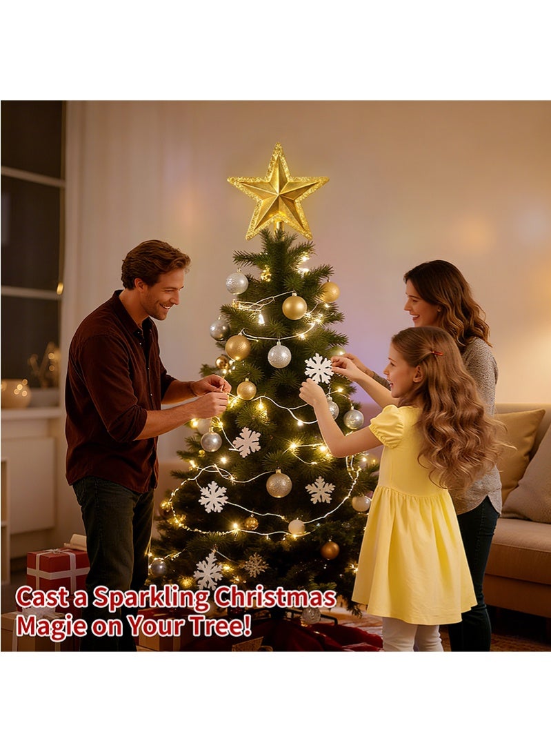 توبيتش زينة شجرة عيد الميلاد نجمة ذهبية لامعة، زينة شجرة عيد الميلاد نجمة لزينة عيد الميلاد زينة حفلات الأعياد ديكور داخلي (20x22 سم) - Image 5