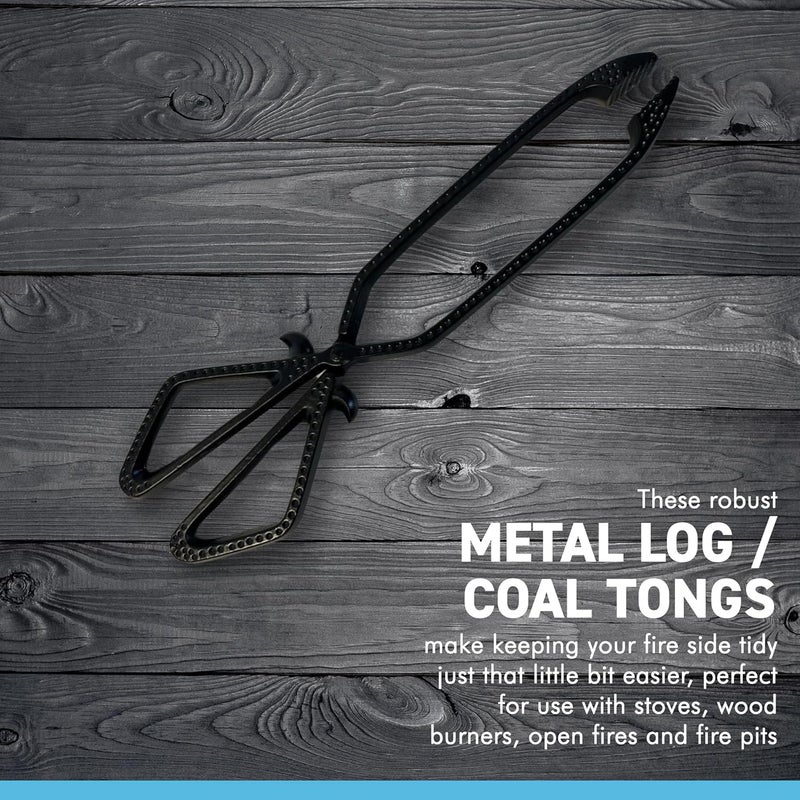 Thorness Metal Log and Coal Tongs for Fireside, Fireplace, Chimenea, Firepit, Pizza Oven, Indoor and Outdoor Fire - Poker for Log Burner - Image 2