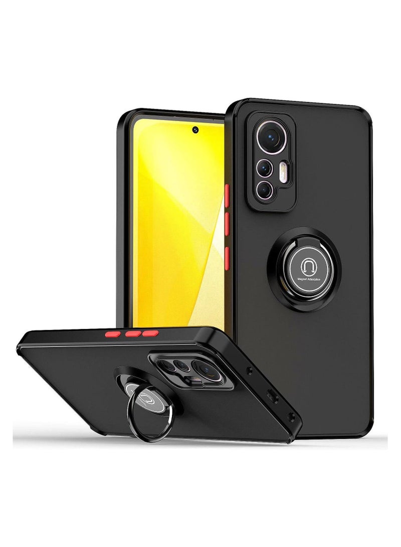 جراب هجين مع حلقة لهاتف Xiaomi 12 Lite أسود