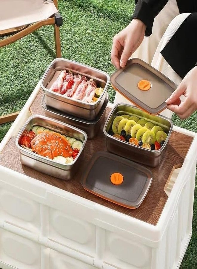 Swejos Stainless Steel Containers with Lids, Set of 1, Bright Collection, Leakproof SUS 316 Steel Food Containers, Nesting Snack Lids, Metal Lunch Box, Portable, Reusable Meal Kit (1200ML) - Image 5