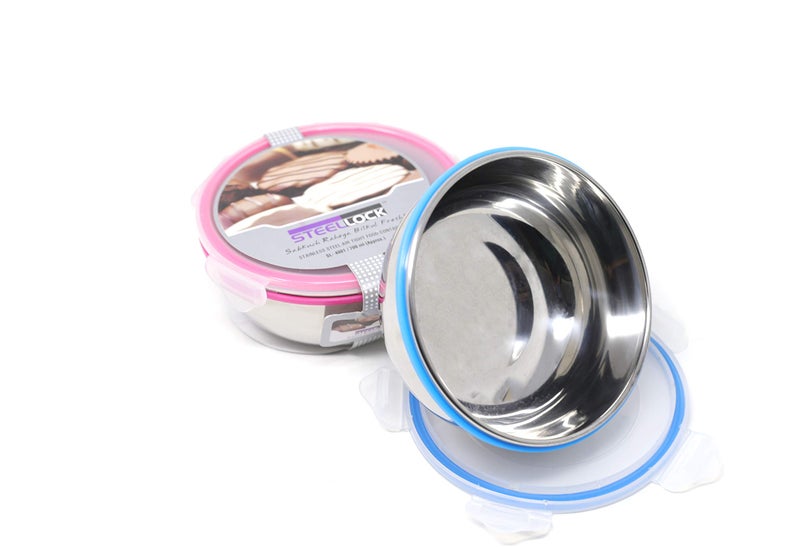 Steellock Stainless Steel Airtight Round Storage Container 2 Pc Set, 700 ml Each - Image 1