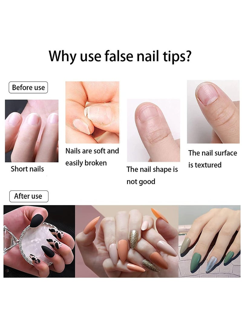 نصائح أظافر اللوز الصناعية غطاء كامل 500 قطعة أظافر أكريليك قصيرة (جودة عالية) - Image 3