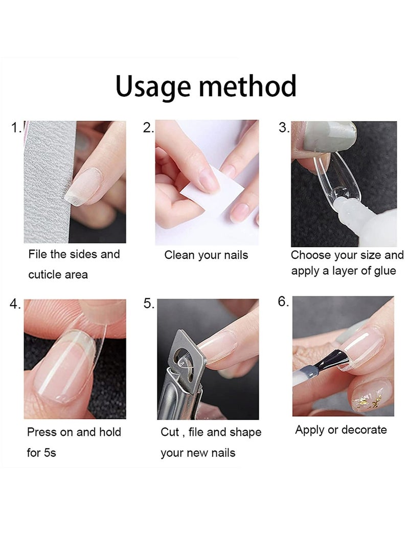 نصائح أظافر اللوز الصناعية غطاء كامل 500 قطعة أظافر أكريليك قصيرة (جودة عالية) - Image 4