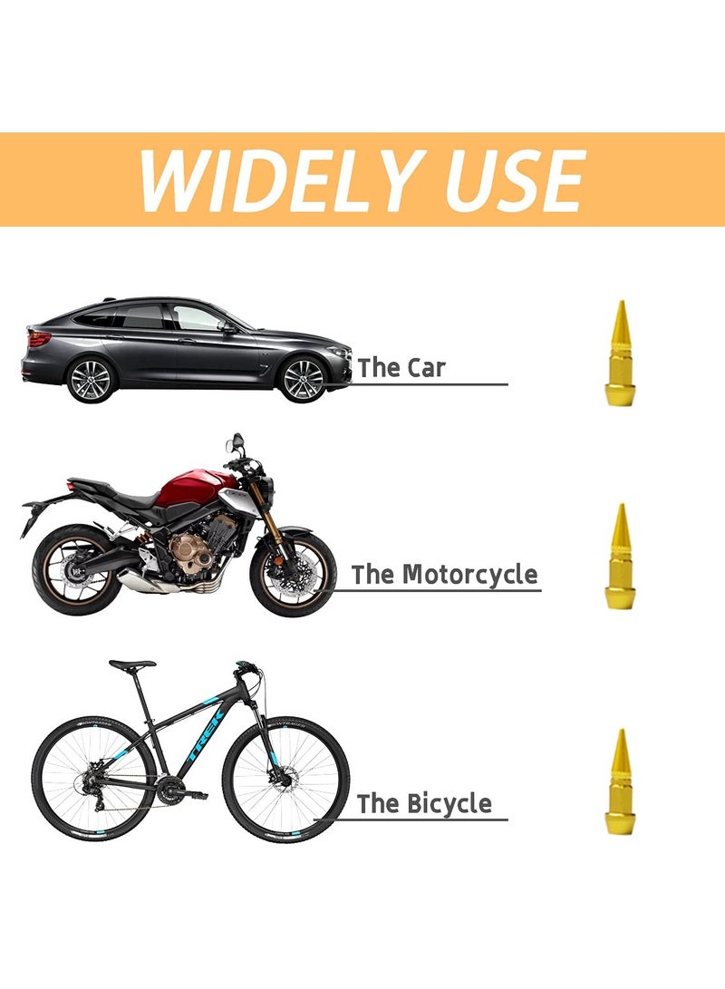 KASTWAVE Car Wheel Tire Valve Caps, 4 Pack Spiked Aluminum Valve Stem Caps, Attractive Dustproof Car Accessories, Universal for Most Vehicles (Gold, 45MM) - Image 3