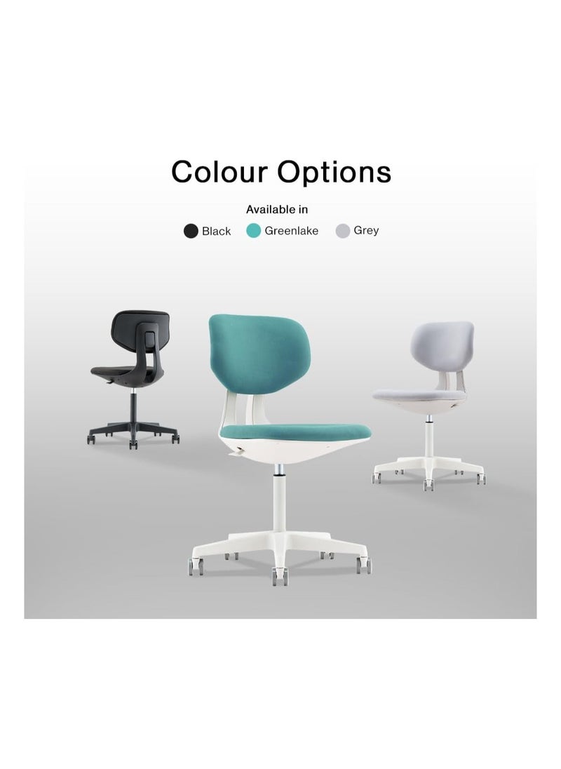 NAVODESK - NAVO Pluto Compact Home Office Desk Chair Small Study Chair Adjustable Low Back Computer Task Chair Height Adjustment Lake Green Low-Rise - Image 1