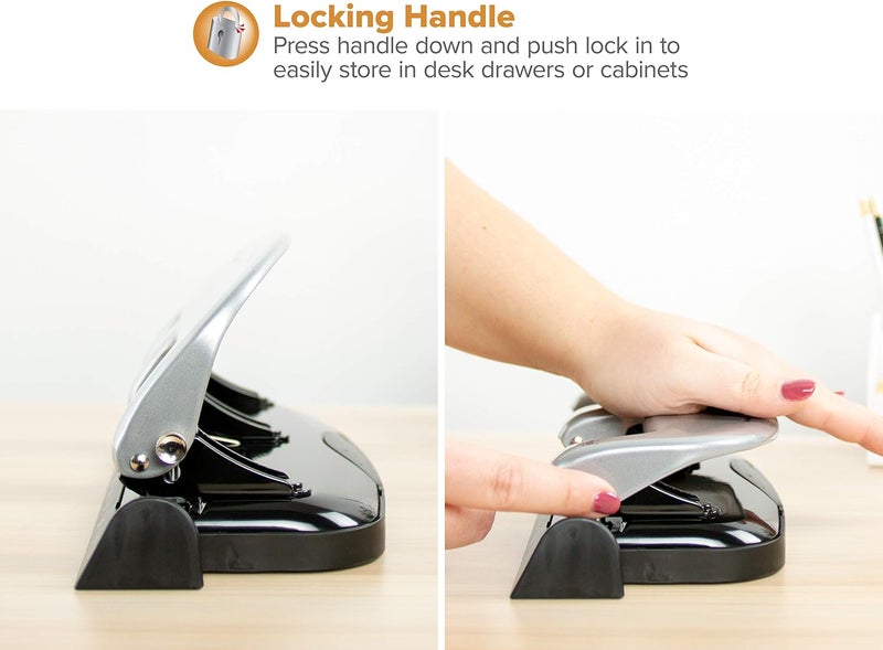 Bostitch Office EZ Squeeze 3-Hole Punch, 20 Sheet Capacity, Reduced Effort, No Jam Technology, Silver - Image 4