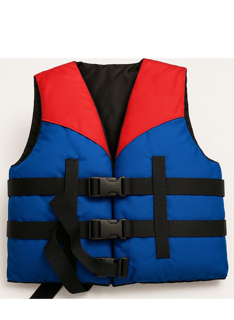 SOFAB Adult Life Jacket – Adjustable Safety Vest for Swimming, Boating, Kayaking – Blue & Red - Image 1